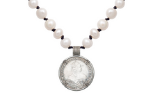 Load image into Gallery viewer, Rough Cut Diamond Coin and Pearl Necklace