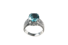 Load image into Gallery viewer, Sterling Silver Embellished Light Blue Crystal Ring