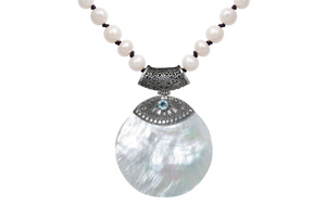 Blue Topaz Shell Pearl Necklace