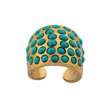 Load image into Gallery viewer, Antiqued Turquoise Gold Cuff Ring