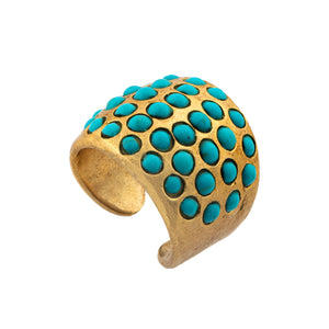 Antique Turquoise Gold Cuff Ring