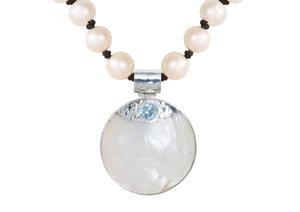 Blue Topaz Shell Pearl Necklace
