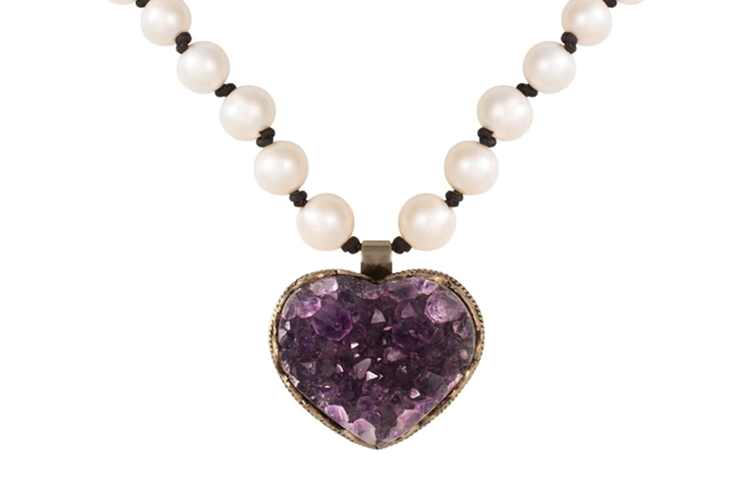 Pearl Amethyst Heart Necklace