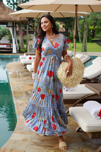 Angie Maxi Dress in Blue Floral