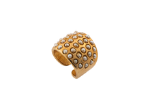 Load image into Gallery viewer, Antiqued Pearl Gold Cuff Ring
