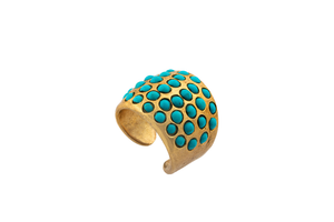 Antique Turquoise Gold Cuff Ring