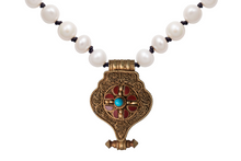 Load image into Gallery viewer, Antiqued Ruby and Turquoise Necklace