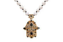 Load image into Gallery viewer, Gold Crystal Hamsa Necklace