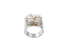 Load image into Gallery viewer, Silver Pearl Cluster Ring