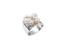 Load image into Gallery viewer, Silver Pearl Cluster Ring