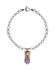 Load image into Gallery viewer, Gold Amethyst Pearl Necklace