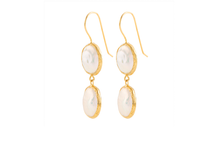 Load image into Gallery viewer, Gold Double Keshi Pearl Earrings