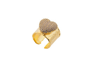 Gold Crystal Heart Ring