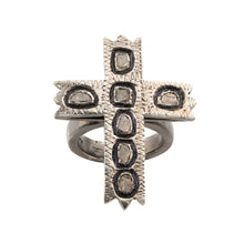 Load image into Gallery viewer, Rough Cut Diamond Silver Cross Ring