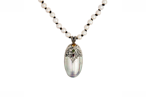 Bejeweled Silver Shell Necklace