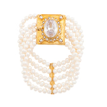 Load image into Gallery viewer, Gold Crystal Pearl Bracelet