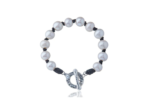 Silver Pearl Toggle Bracelet