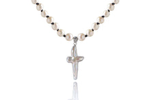 Load image into Gallery viewer, Signature Silver Cross Pearl Necklace