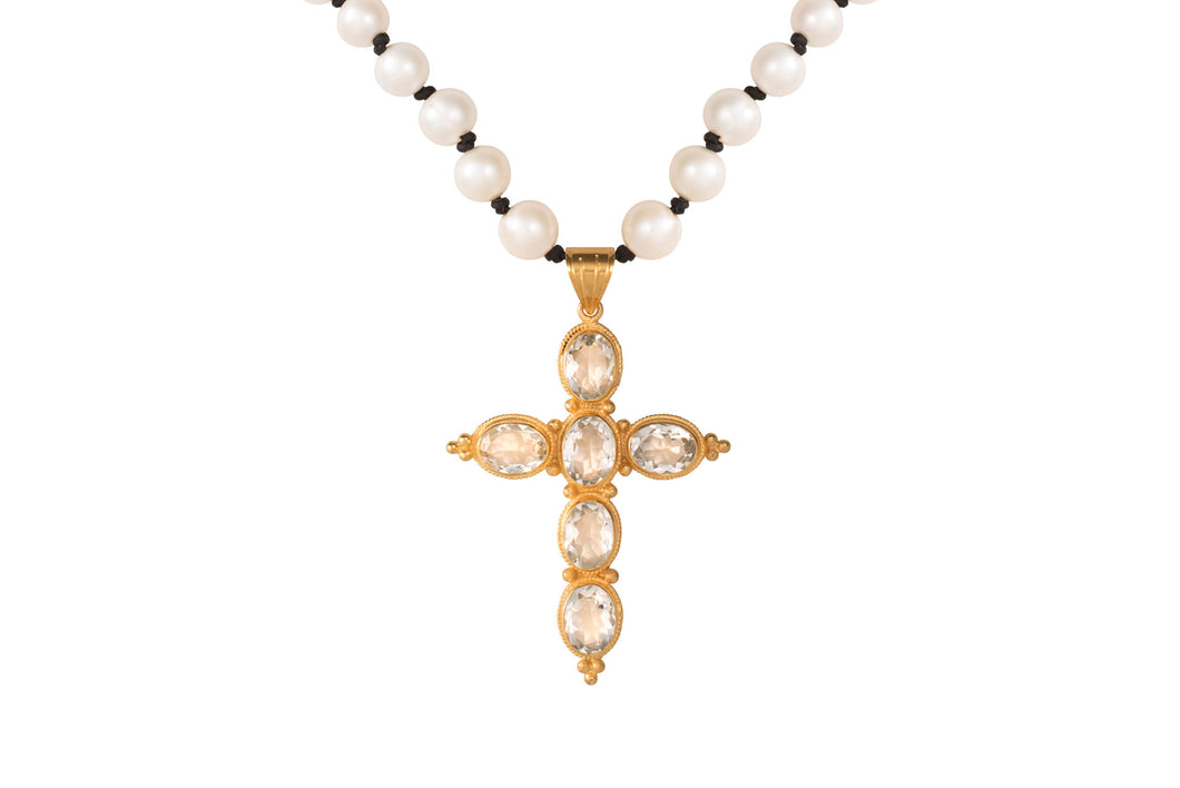 Quartz Crystal Cross Necklace