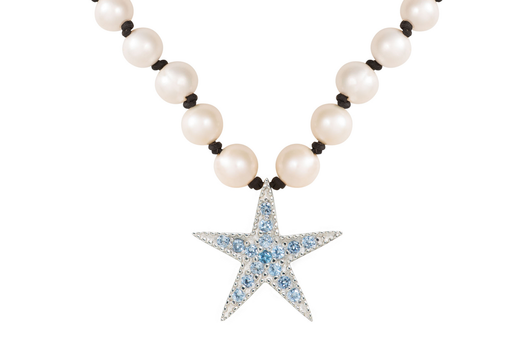 Blue Topaz Star Pearl Necklace