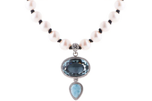 Quartz Crystal and Larimar Necklace