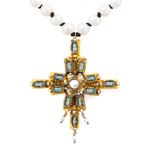 Load image into Gallery viewer, Aquamarine Antique Cross Necklace